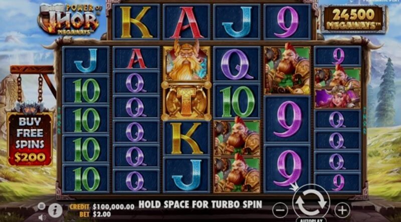 Power Of Thor Megaways video slot: reels and symbols in play Power Of Thor Megaways video slot: reels and symbols in play