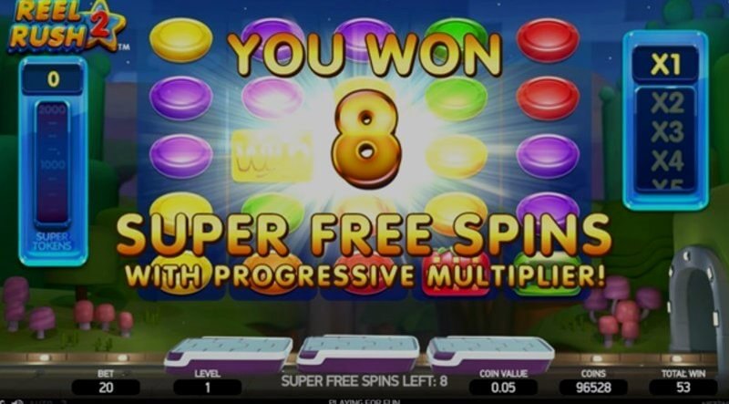 Reel Rush 2 video slot: win screen Reel Rush 2 video slot: win screen