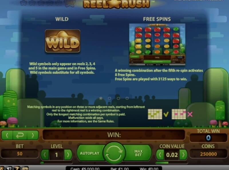 Reel Rush video slot: free spins round Reel Rush video slot: free spins round