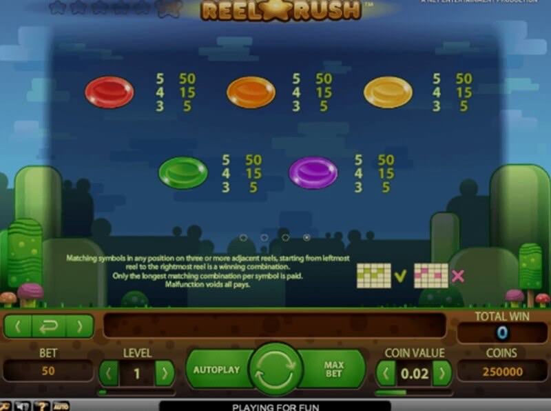 Reel Rush video slot: win screen Reel Rush video slot: win screen