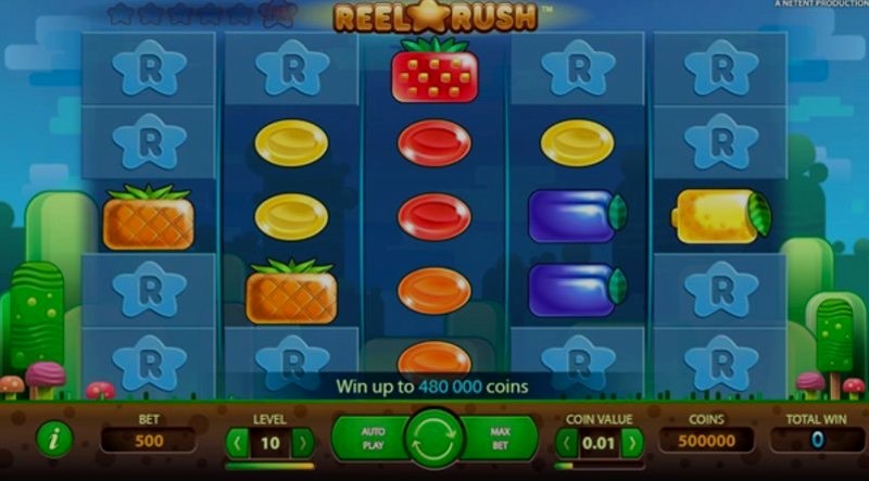 Reel Rush video slot: reels and symbols in play Reel Rush video slot: reels and symbols in play