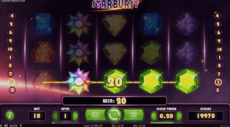 Starburst video slot: bonus feature in action Starburst video slot: bonus feature in action