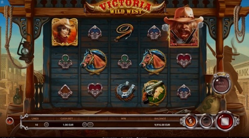 Victoria Wild West video slot: reels and symbols in play