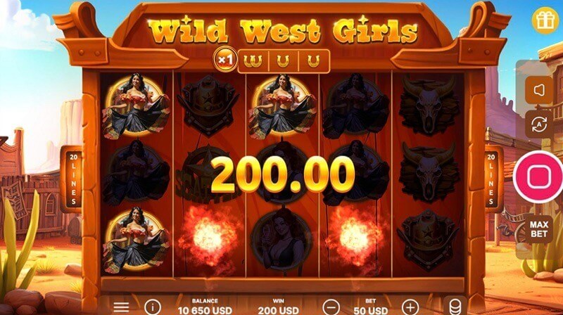 Wild West Girls video slot: bonus feature in action