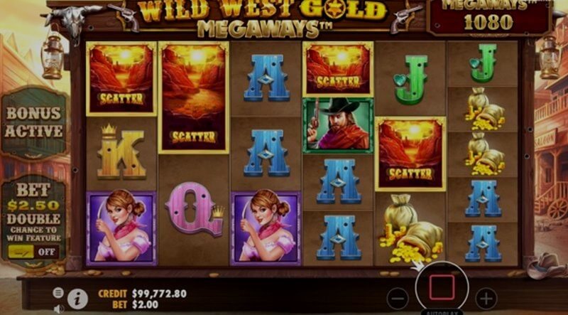 Wild West Gold Megaways video slot: bonus feature in action
