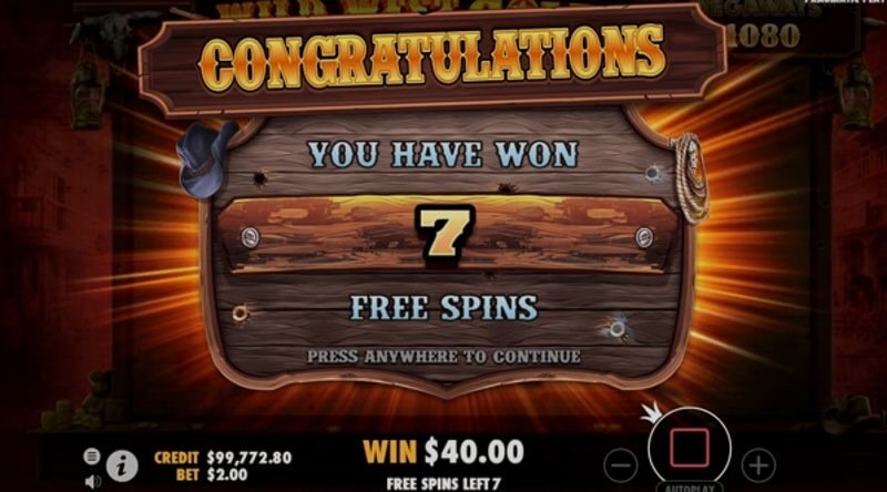 Wild West Gold Megaways video slot: win screen