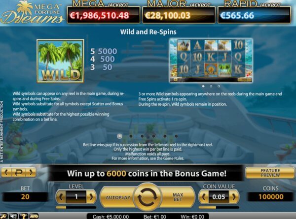 Comparison of slot machines Mega Fortune Dreams