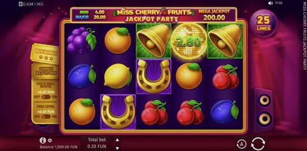 Вечеринка с джекпотом Miss Cherry Fruits – демо-версия и бесплатная игра