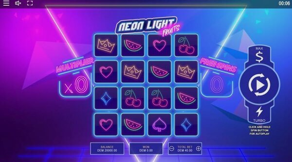 Comparison of slot machines Neon Light Fruits