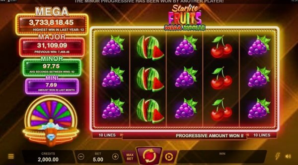 Как играть в Starlite Fruits Mega Moolah