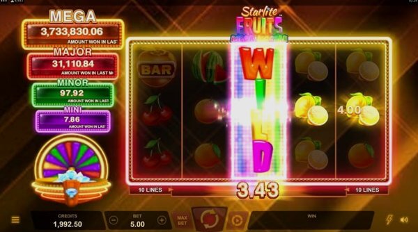 Starlite Fruits Mega Moolah on mobile and PC